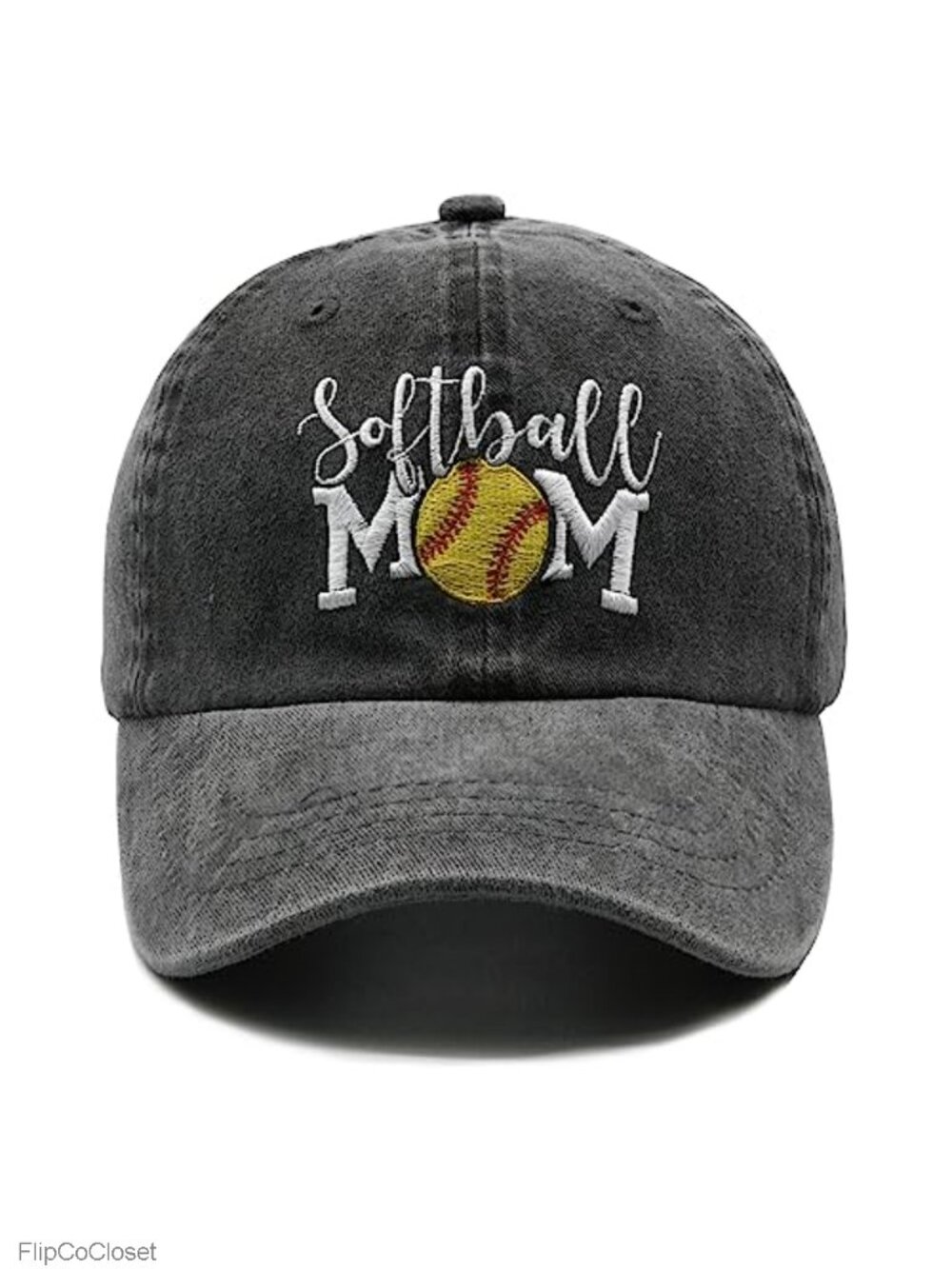 Embroidered Softball Mom Baseball Cap Adjustable Cotton Denim Hat